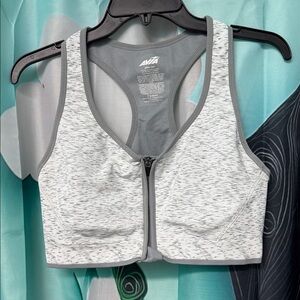 Avia Women's Light Gray Zip-Front Sports Bra, 3 pack